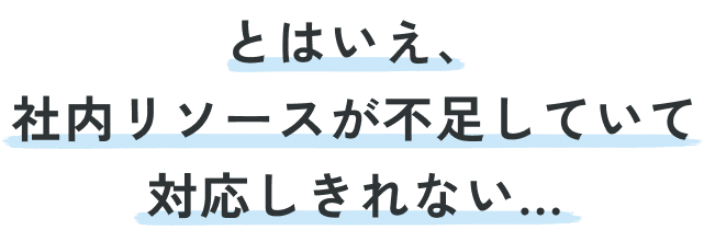 とはいえ、社内リソースが不足していて対応しきれない...